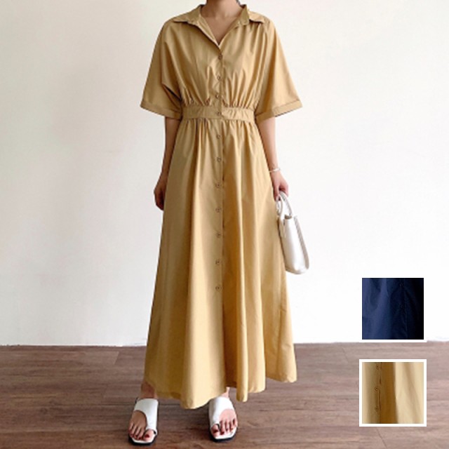 韓国 ファッション レディース ワンピース 春 夏 新作 カジュアル PTXN548 オープンカラー