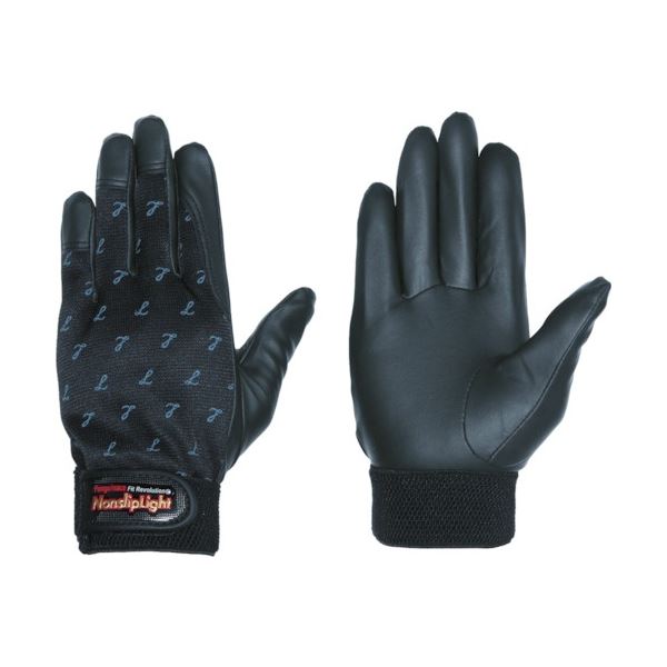 （まとめ）ペンギンエースジャパン ノンスリップライト L ブラック PA-9103 1双[x3]