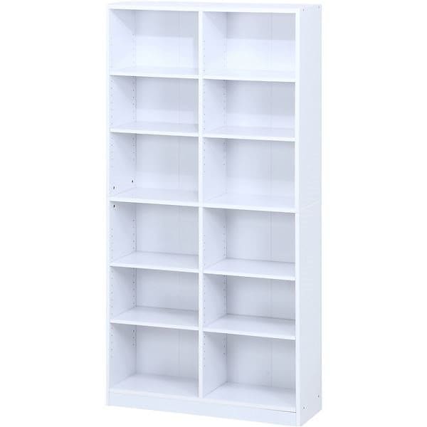 多目的 収納棚/本棚 6段2列 ホワイト 幅90cm奥行29cm オフィス 書斎 子供部屋