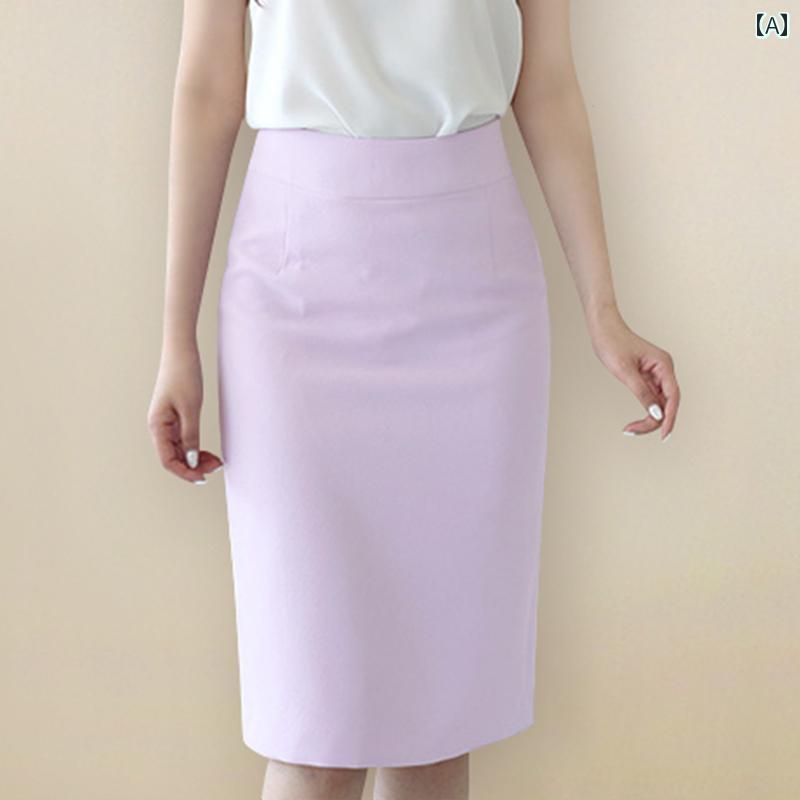 スカート レディース きれいめ 上品 通勤 軽量 涼しい 涼しい パープル ヒップ ハグ ショート ハイウエスト 通勤 バック スリット 夏