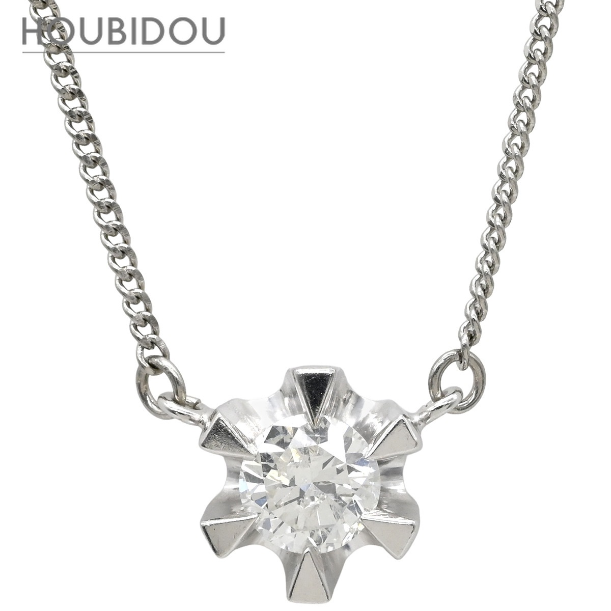 ネックレス ダイヤ 0.43ct ペンダント プラチナシルバー 1石 1粒 ブリリアントカット プラチナ 【中古】