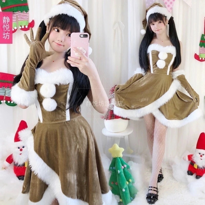クリスマス服成人女性クリスマス服祝日パーティー服日本サンタクロースセクシーワンピース黄色30%までに制限