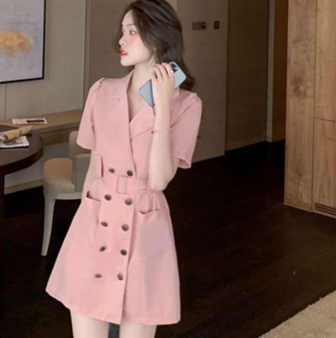 ワンピース レディース ミニ 半袖 襟付き Vネック かわいい 大人可愛い きれいめ シンプル カジュアル 大人 上品 おしゃれ 無地 夏 学生 デート お出かけ イベント デート ピンク ブラック