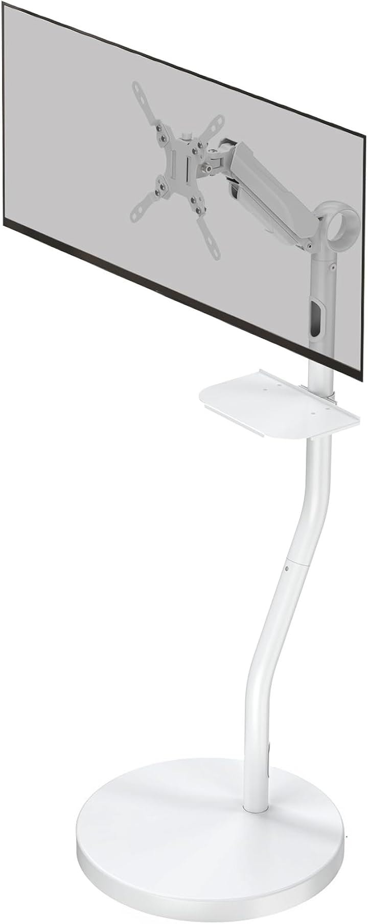 モニターアーム モニタースタンド 36インチ対応 白 キャスター付き テレビスタンド 移動式 耐荷重12KG 床置き テレビ台 壁寄せ ガススプリング式 家用 業務用 会社用(ホワイト)