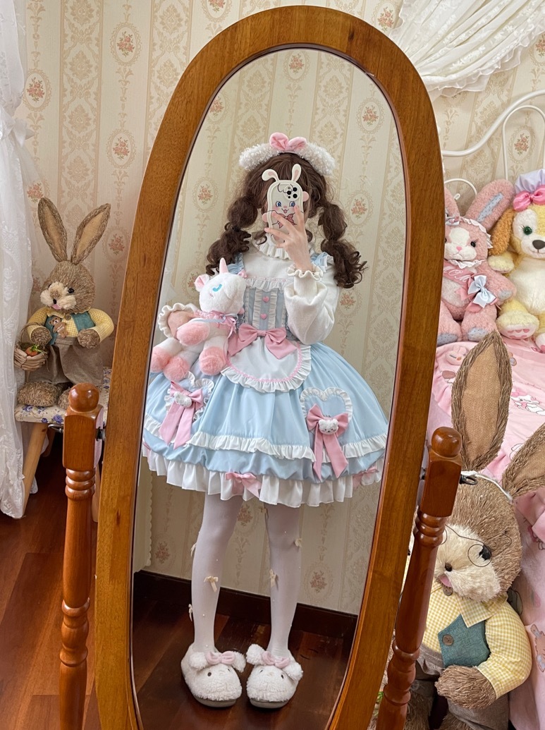 LolitaLittleRabbitドレス女性のための甘くてかわいいjskサスペンダードレス