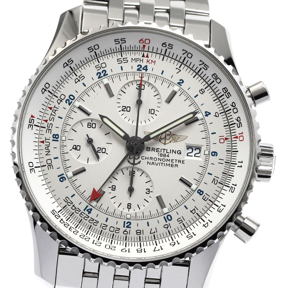 ブライトリング BREITLING A24322 ナビタイマー ワールド クロノグラフ 自動巻き メンズ 美品 保証書付き_882385【中古】
