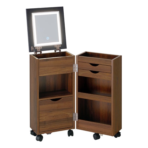 コスメワゴン 約 幅30.5×奥行34.5×高さ64cm ダークブラウン MUD-6679DBR