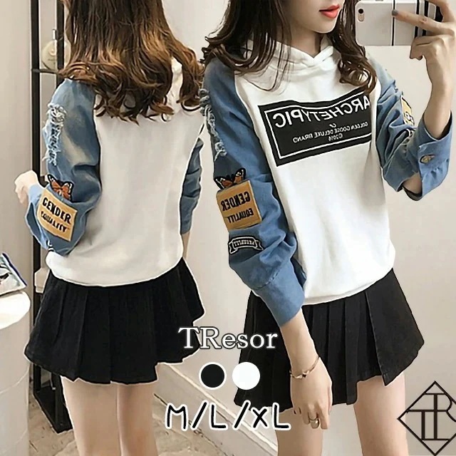 【即納】トレーナー トップス レディース スエット長袖 ロンT カットソー トップス シンプル 大きいサイズ 春 秋 冬 ロゴ フード パーカー 体型カバー 袖あり 安い SNS