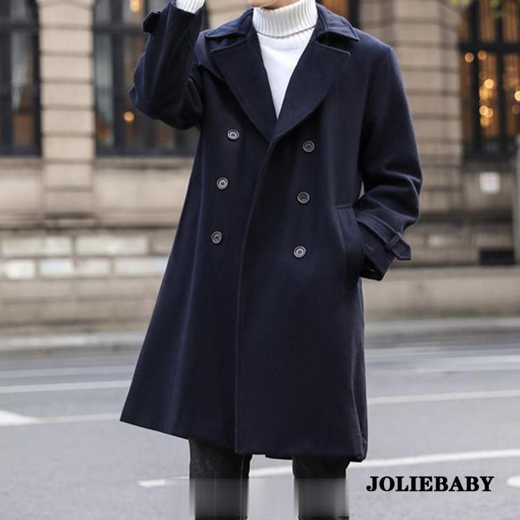 トレンチコート メンズコート　秋冬　ラシャコート　ロング丈コート　男性　ジャケット　アウター　コート　通勤　カジュアル　20代 30代 40代