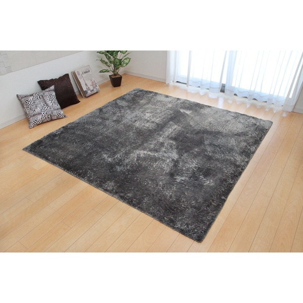 3959019 ラグ カーペット 2畳 無地 シャギー調 選べる7色 『ラルジュ』 グレー 約185185cm（ホットカーペット対応）【沖縄北海道離島配送不可】 メーカー直送