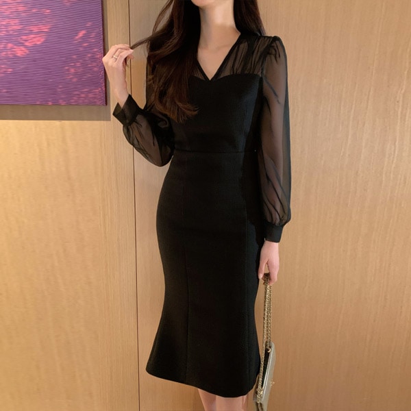 シフォンドッキングマーメイドワンピース op14885