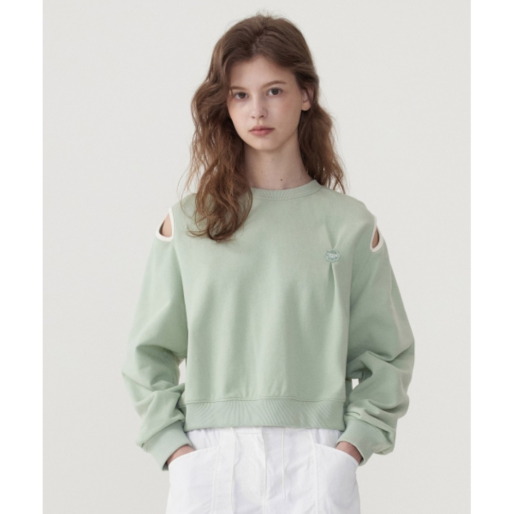 COVERNAT WOMAN カットアウトスウェットライトグリーン
