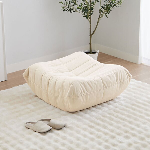 ゆったり包み込まれるローソファ アイボリー オットマン単品