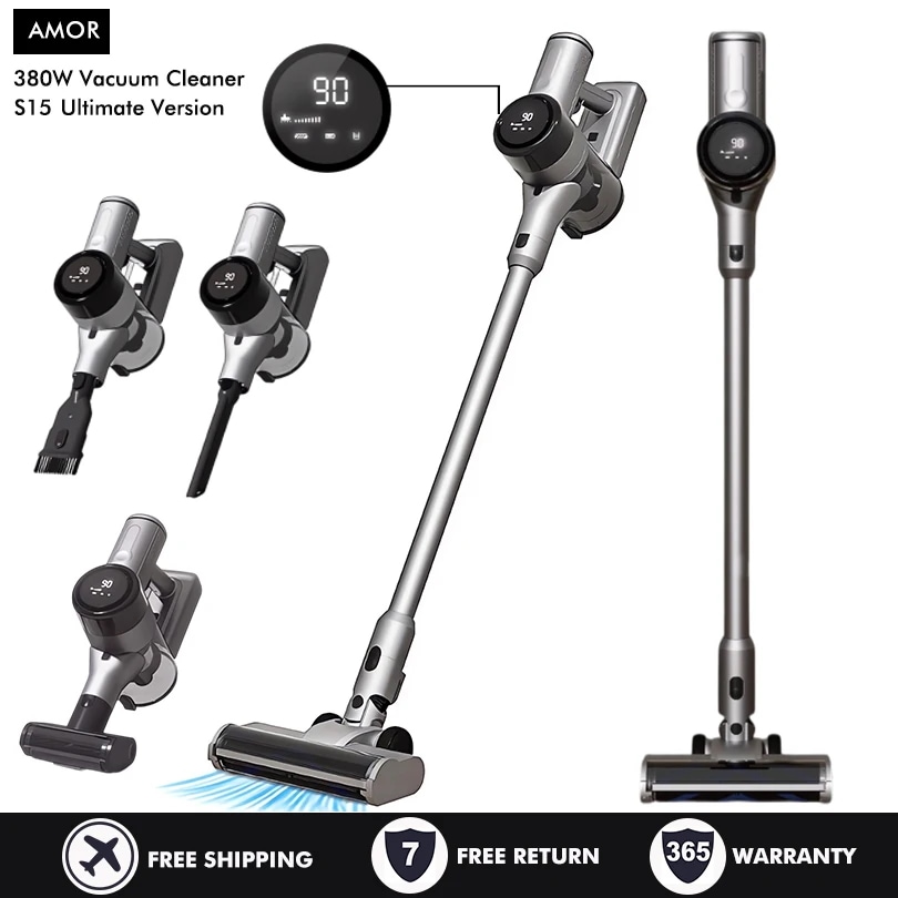 18410.0 39% OFFS15手持ち掃除機28 kPa 380 W強力吸引8 in 1電動コードレス 家庭用掃除機車載ダニ除去スマートLEDディスプレイ手持ち式掃除機 - Ali