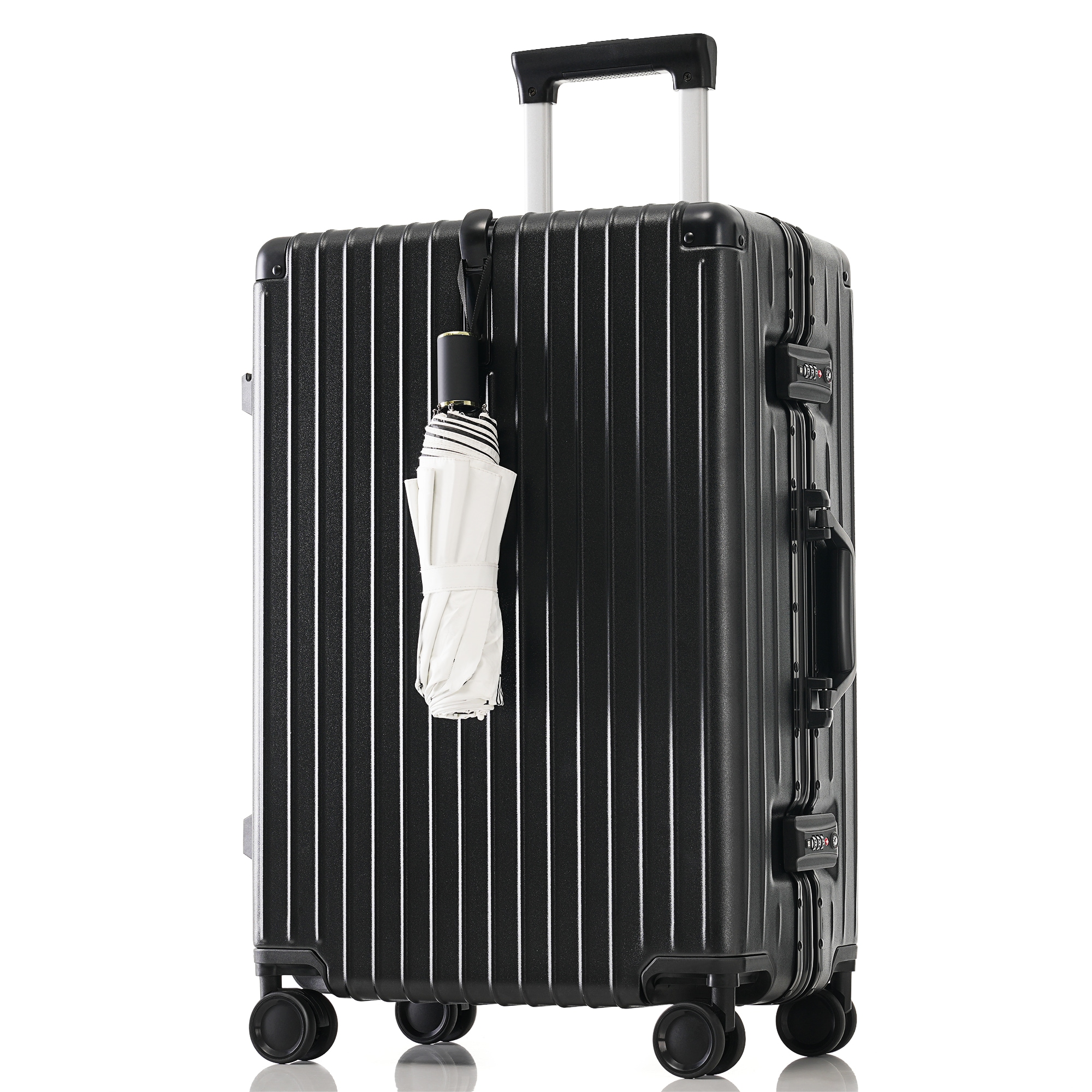 スーツケース キャリーケース キャリーバッグ Lサイズ アルミ フレームタイプ USBポート付き スマホスタンド付き 防水ポケット ドリンクホルダー フック式底足 TSAロック おしゃれ 静音 軽量