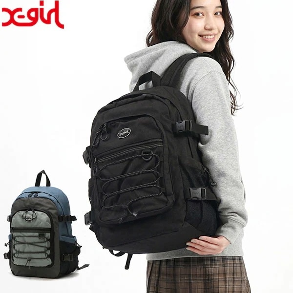 レディース 軽い 軽量 おしゃれ 大学生 高校 中学 通学 デイパック 黒 A4 28L BUNGEE CORD BACKPACK 105234053005