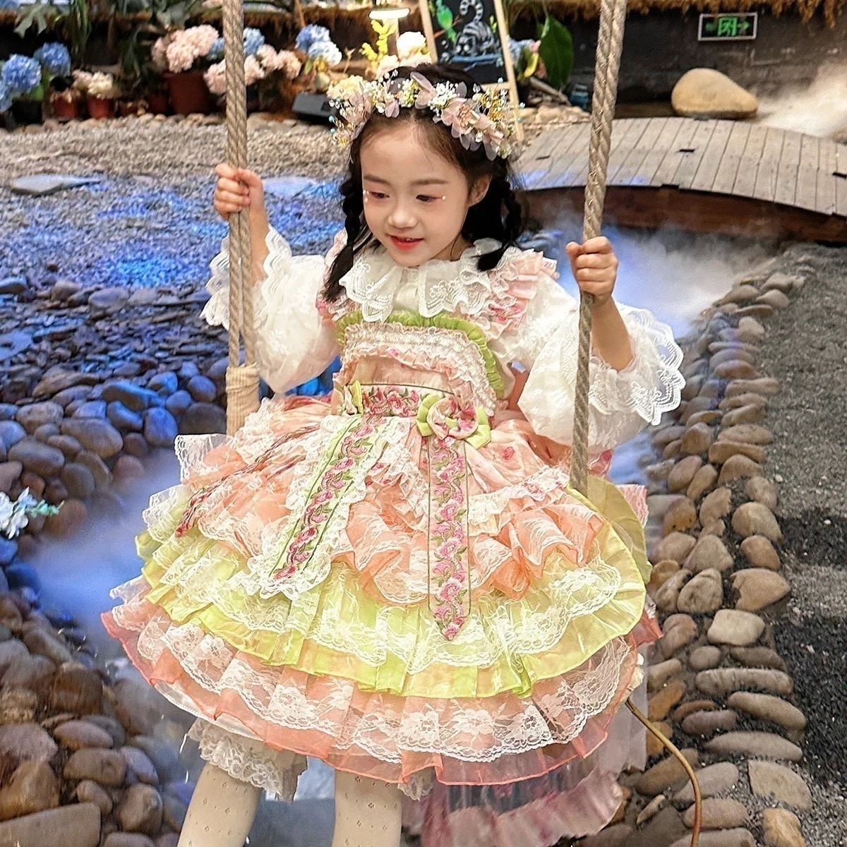 秋用 ウェディングロリータワンピース 誕生日宴フラワーガールドレス 子供服 ロリータ ハロウィン クリスマス 5,401円