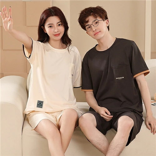 【男女2着セットの価格】ペア パジャマ 半袖 夏 綿100% メンズ ルームウェア 外出 レディース ペアパジャマ ギフト おしゃれ カップル ペア 春夏 結婚祝い プレゼント ペアパジャマ スウェッ