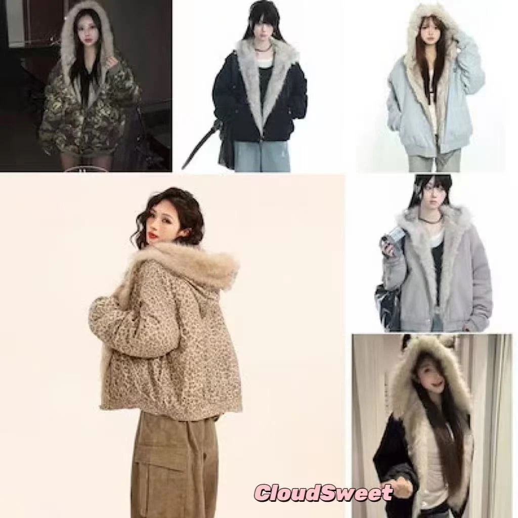 2025新品 [y2k フィットミーチム ハイクオリティ] カモ ファー キルティング ダウン ファーダウン キルティングダウン ルーズ デイリー アウター 迷彩 ファーコートファージャケットコート