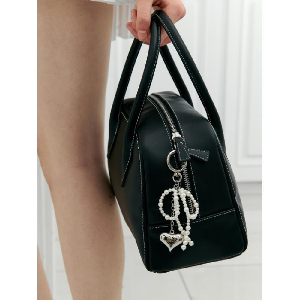 VINTAGE HOLLYWOOD Ribbon Pearl Heart Keyring VH2435KE003