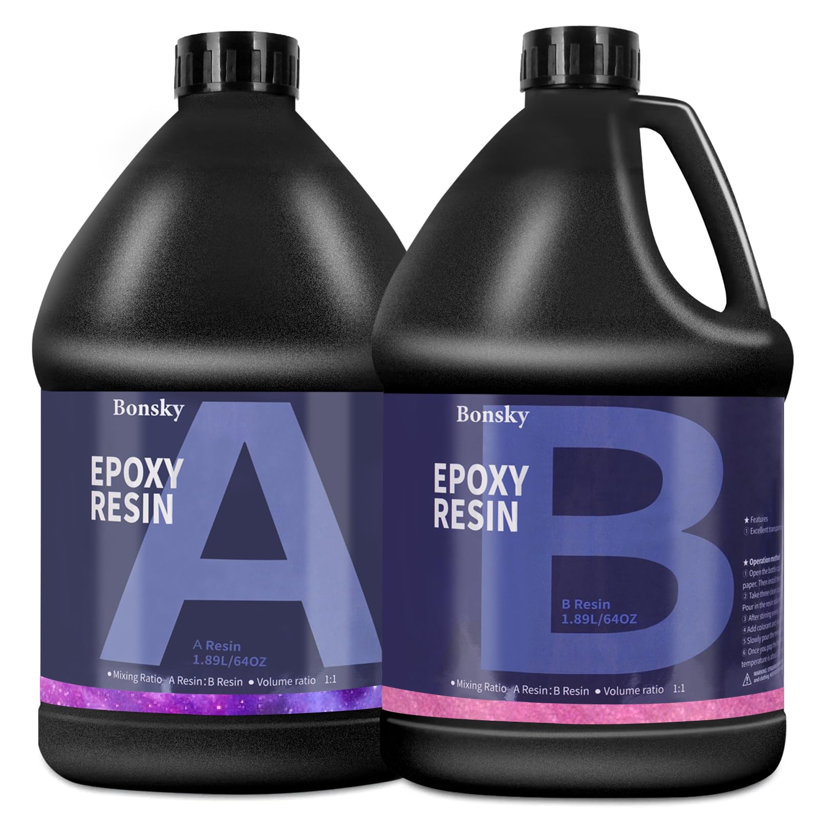 Bonsky エポキシ樹脂 (A液+B液) 2液性 4.3kg/128ozエポキシ樹脂レジン液 大容量 体積比1:1 高い透明 高硬度 黄変しにくい 操作簡単 自然硬化 エポキシ樹脂 コーティング樹脂