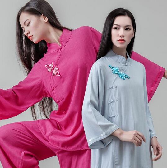 太極拳服 レディス 女性用 表演服 練習服 カンフー綿麻 チャイナ風　上品 ヨガダンスウェア