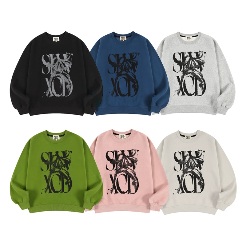 [enhypen ソヌ 着用] PEACH SKIN RUSTY LOGO SWEATSHIRTS 韓国 アイドル 裏起毛 長袖 レディース メンズ 大きいサイズ ゆったり 秋 冬