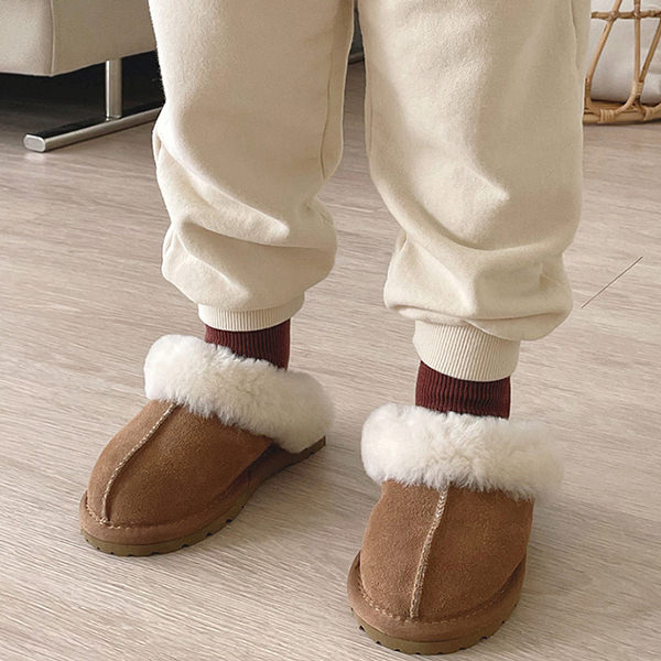 サンダル ムートン スリッパ リアル牛革 リアルフリース キッズ 黒 キャメルベージュ