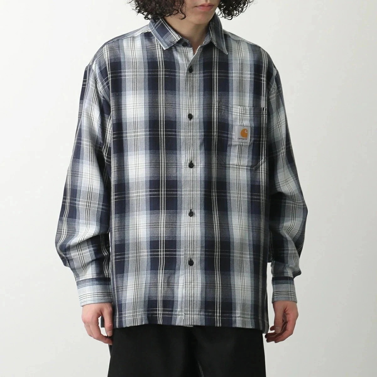 Carhartt カーハート 長袖 シャツ L/S BLANTON SHIRT ロングスリーブブラントン I034379 メンズ チェック ルーズフィット ロゴ 2MCXX/Blanton-Check