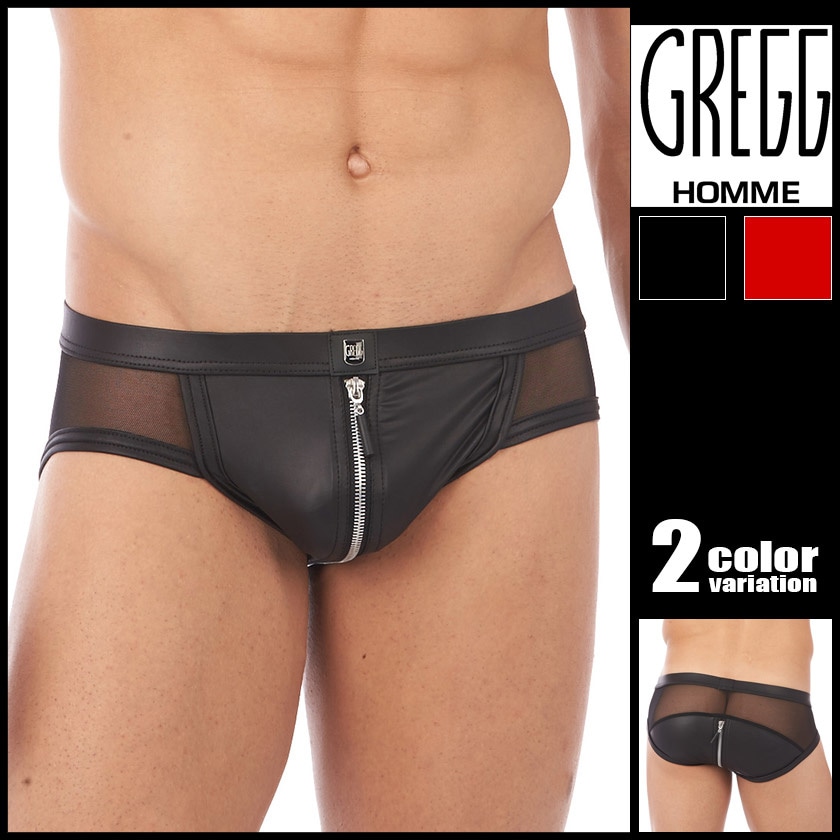 GreggHomme/グレッグオム RECKLESS ジッパー付 フェイクレザーファイバーメッシュシースルー ブリーフ メンズ 男性下着 ローライズ パンツ セクシー ワイルド スケスケ 7,350円