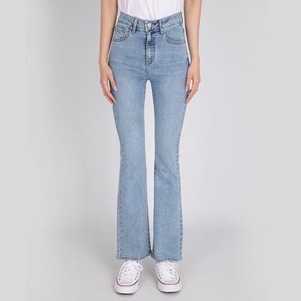 女性ジーンズ ベーシック スリム ブーツカット ライトブルー YN1D0052 L_P381628600