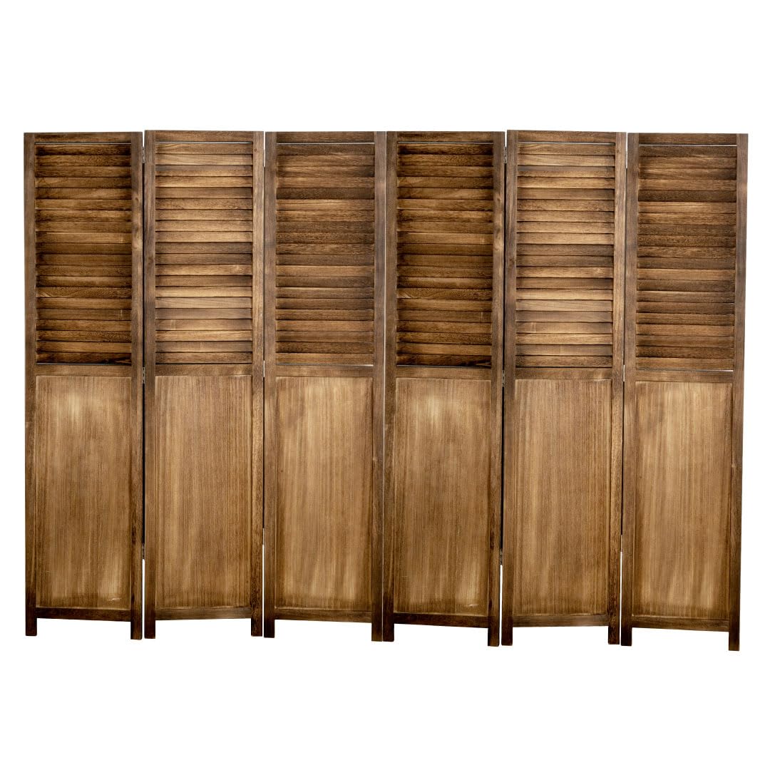 パーテーション 間仕切り 【組立不要】衝立 6連 天然木 軽量 コンパクト収納 高さ170cm 幅240cm オープンラック スクリーン インテリア 目隠し 折りたたみ 区切り pts-1706p-b