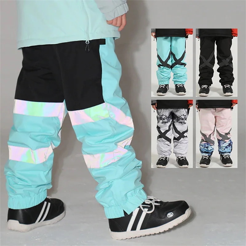 スノーボード ウェア パンツ 単品 光反射 メンズ レディース 切り替え 配色 スノーウェア スキーウェア スノボ ボトムス 立体縫製 防風防水防雪防寒保温通気 耐摩擦 韓国