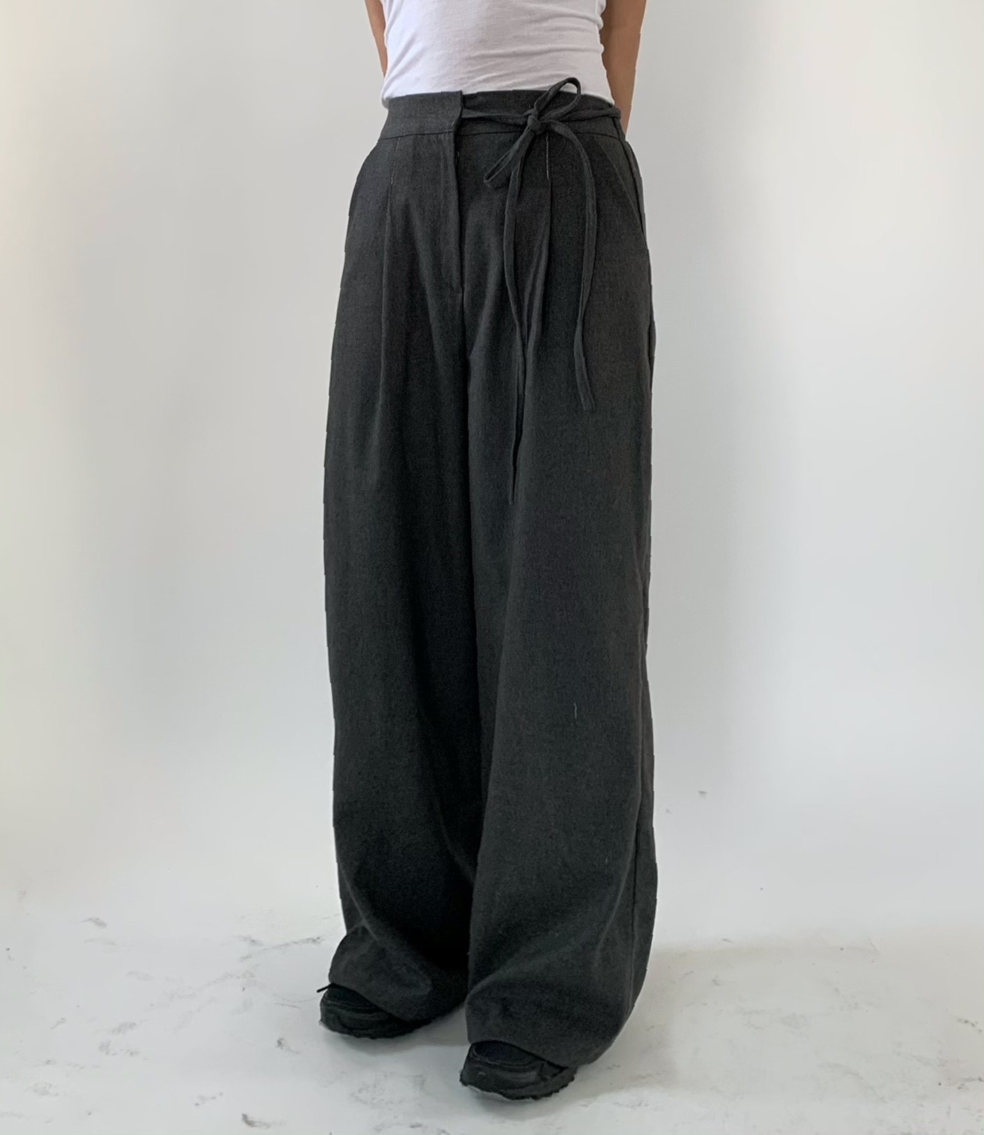 ステッチ リボン スラックス 3カラー