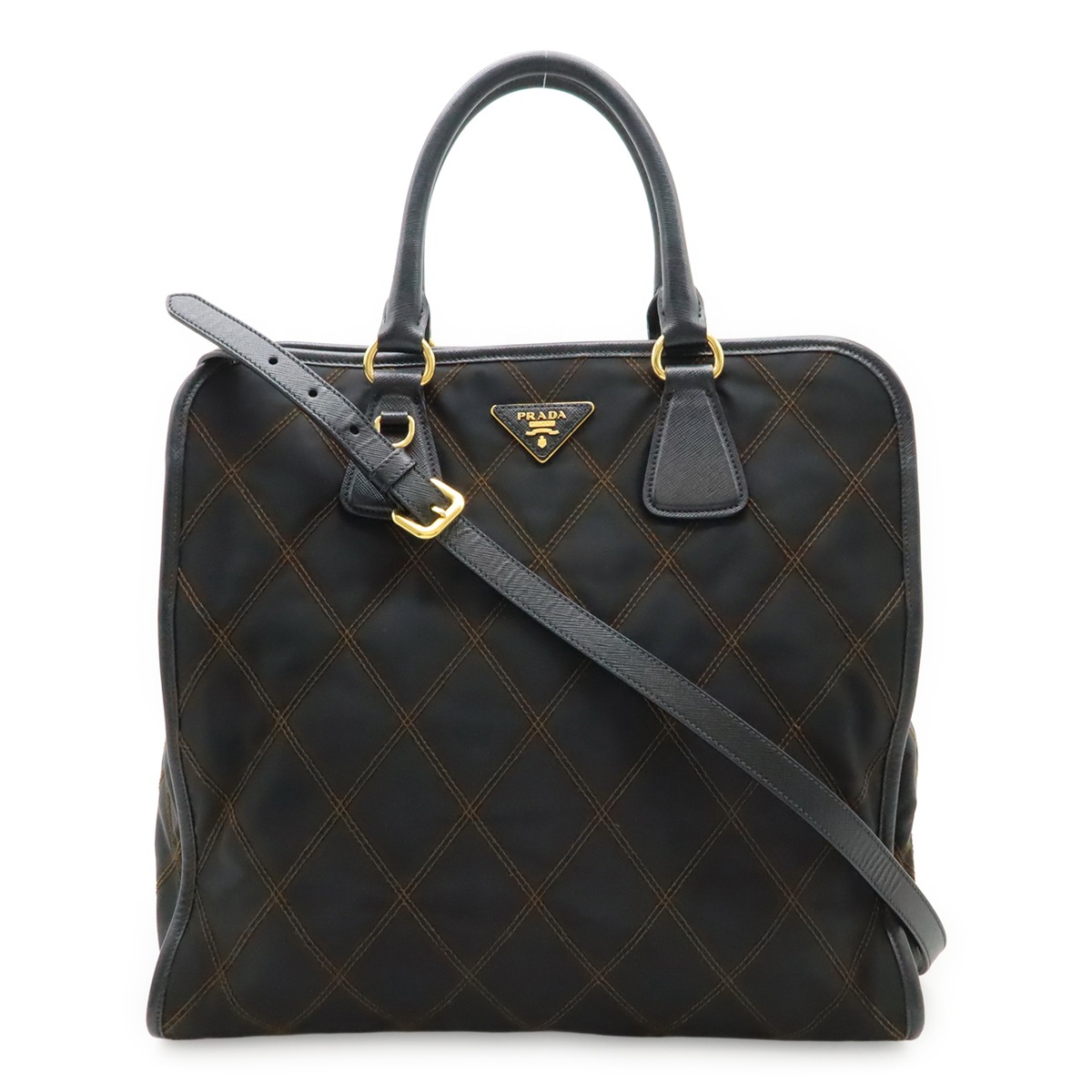 TESSUTO IMPUNTU ハンドバッグ 2WAY ショルダーバッグ キルティング ナイロン NERO 黒 ブラック ゴールド金具 1BG07