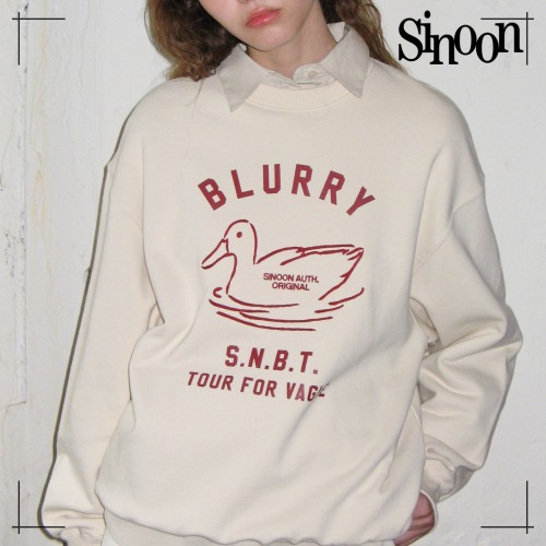 SINOON トレーナー BLURRY DUCK SWEATSHIRT (IVORY)