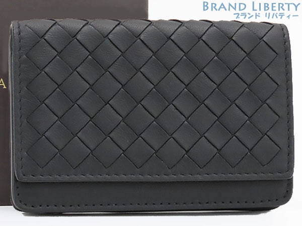 新古品ボッテガヴェネタイントレチャートカードケース名刺入れパスケースブラックラムレザー133945