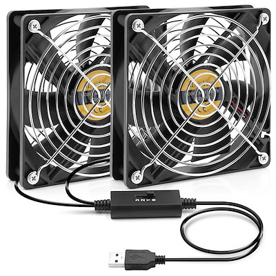 他サイト： Mauknci USBファン 12cm 2台1組 2連USBファン 静音 5V 3段階風量調整 PS4など用 冷却ファン ブラックの商品画像