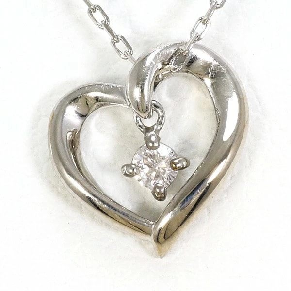 カナル4℃ K10WG ネックレス ダイヤ 総重量約1.0g 約39cm ジュエリー 中古