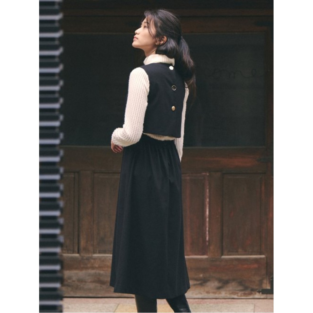 GANISONG (GANISONG) バックオープンスリーブレスドレス_ブラック