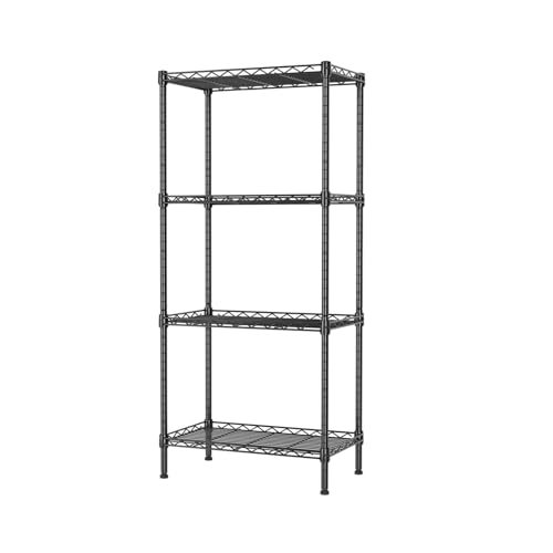 Fainyearn スチールラック レンジ台 キッチンラック メタルラック 収納ラック キッチン 隙間収納 整理棚 本棚 シェルフ棚 メタル製 高さ調節 幅44cm×奥行29cm×高さ126cm(ブラ