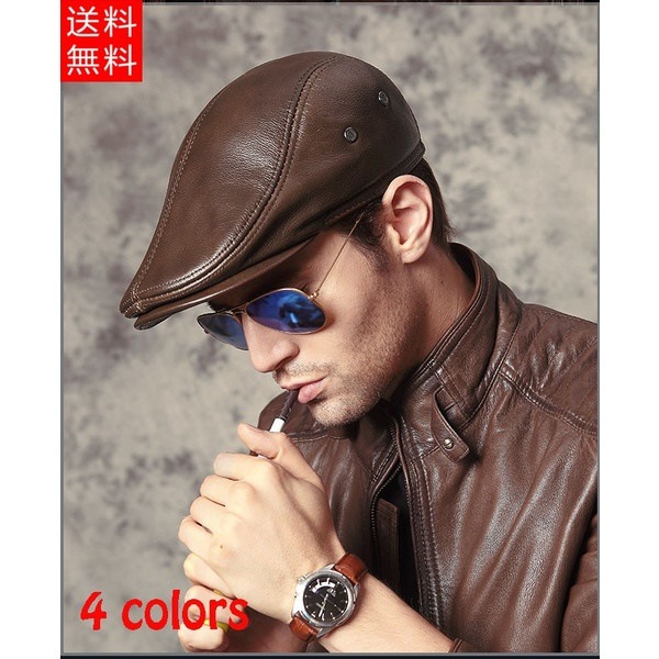 帽子 ハンチング帽 帽子 耳あて付 メンズファッション 本革 レザー メンズキャップ