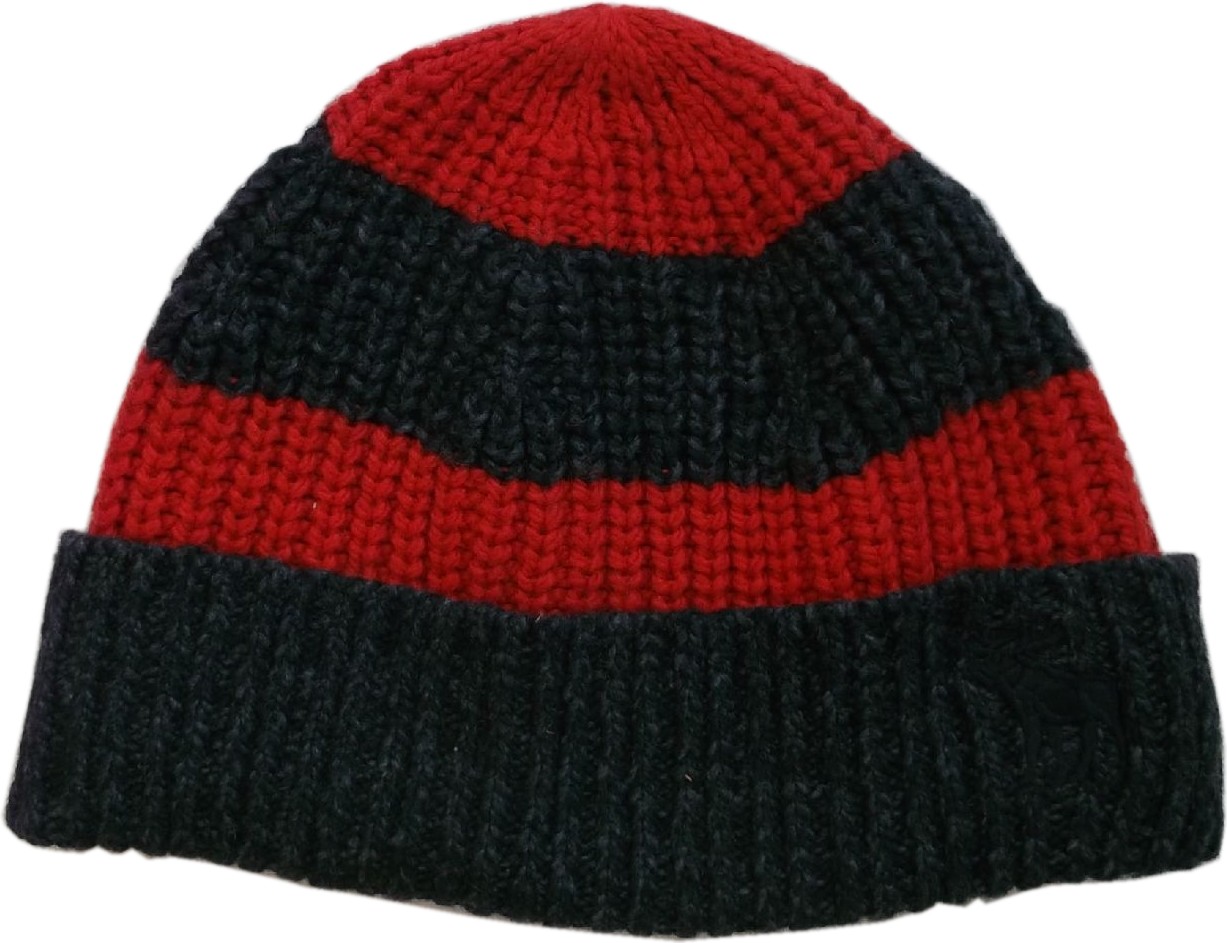アバクロンビー＆フィッチ ボーダー ニットキャップ ニット帽　レッド チャコール Abercrombie＆Fitch AF4-037
