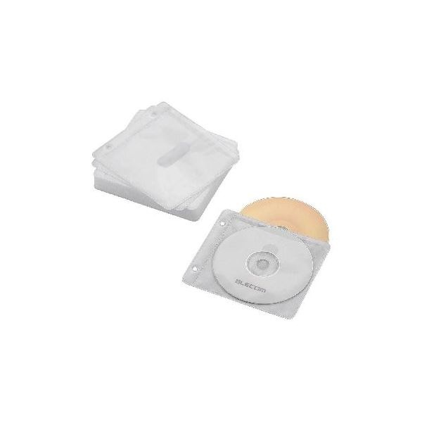 (まとめ)エレコム Blu-ray・CD・DVD対応不織布ケース 2穴 CCD-NBWB60WH(×10セット)