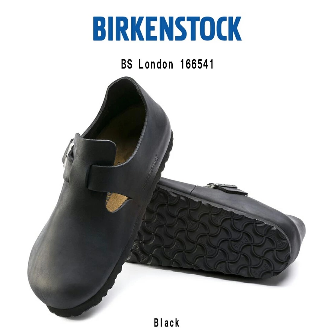 BIRKENSTOCK ロンドン クロッグ シューズ レギュラー レザー 革靴 ブラック 黒 ユニセックス メンズ レディース ビルケン London 166541