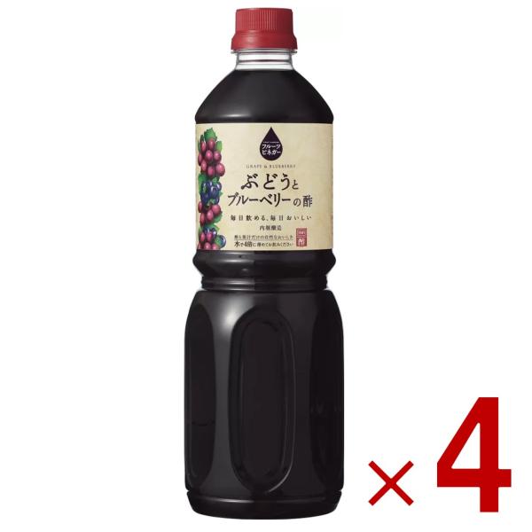 内堀醸造 フルーツビネガー ぶどうとブルーベリーの酢 1L 1000ml 果実酢 健康酢 酢 葡萄 うちぼり 内堀 お徳用 業務用 大容量 4個