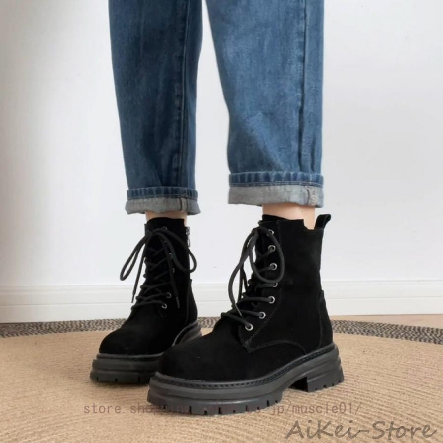 レディース ブーツ 厚底 レースアップ ブーツ厚底 原宿系 韓国ファッション ショートブーツ 歩きやすい おしゃれ 編み上げ 厚底ブーツ ヒール 黒 カーキ