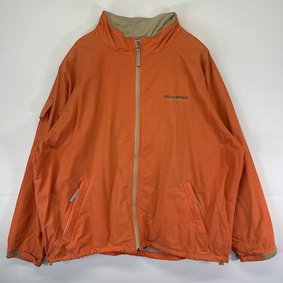 古着 90s/90年代 ポロスポーツ POLO SPORT ナイロンジャケット ナイロンブルゾン フルジップ ドローコード ワンポイント XXL オレンジ メンズ 7,920円