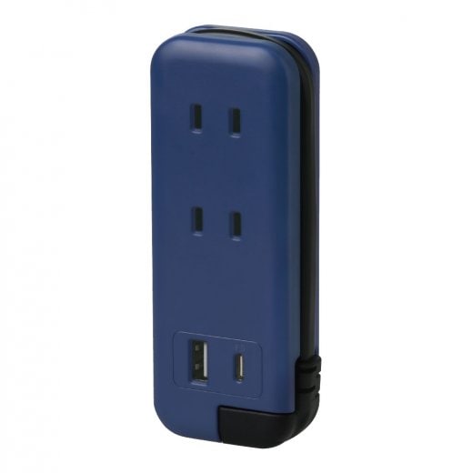 （まとめ買い）ユートリムエル スリムポータブルコンセント ポーチ付 USB-C ネイビー UL-6357-K [x3]
