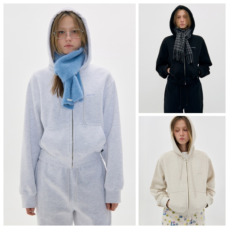 【LOW CLASSIC】 Lc FLEECE-LINED ZIP-UP HOODIE : 3COLORS
